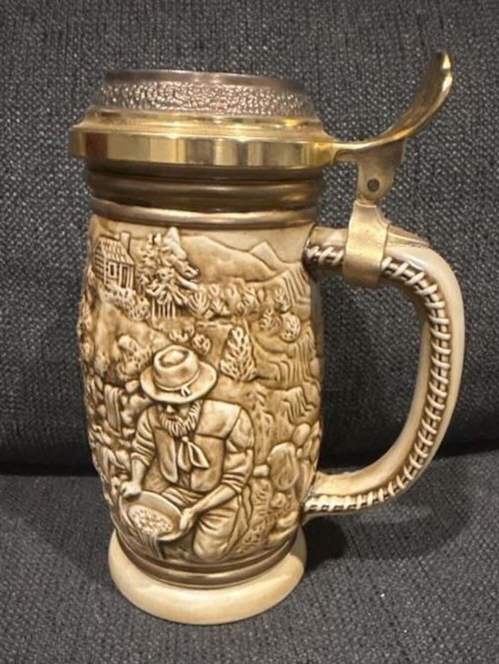 Avon The Gold Rush Stein Vintage 1987 Ceramic Beer Mug